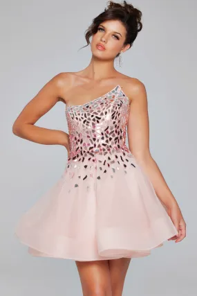 Organza Short One Shoulder A-line Dress by Jovani 42282