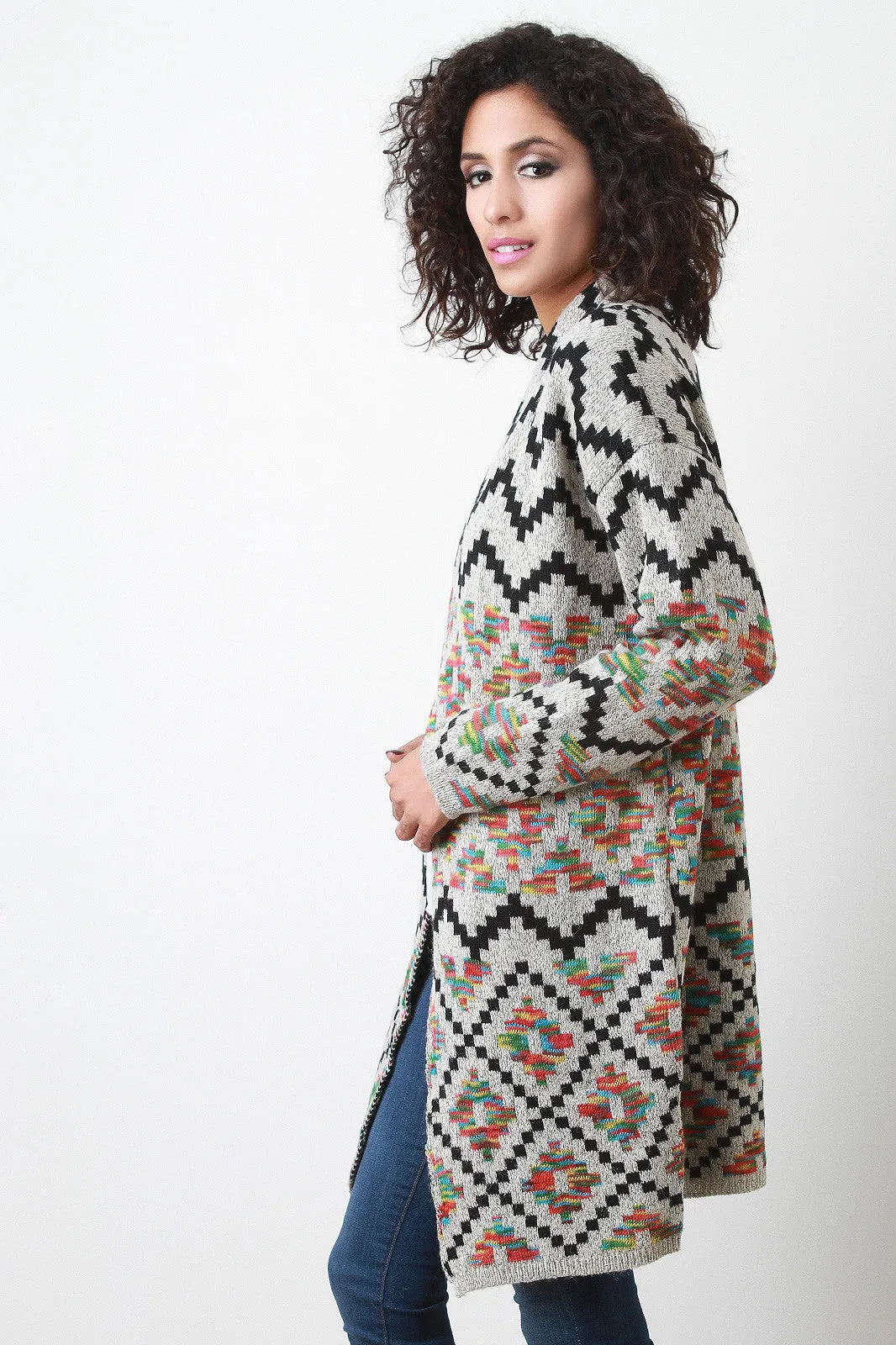 Oversized Layering Tribal Knit Longline Cardigan