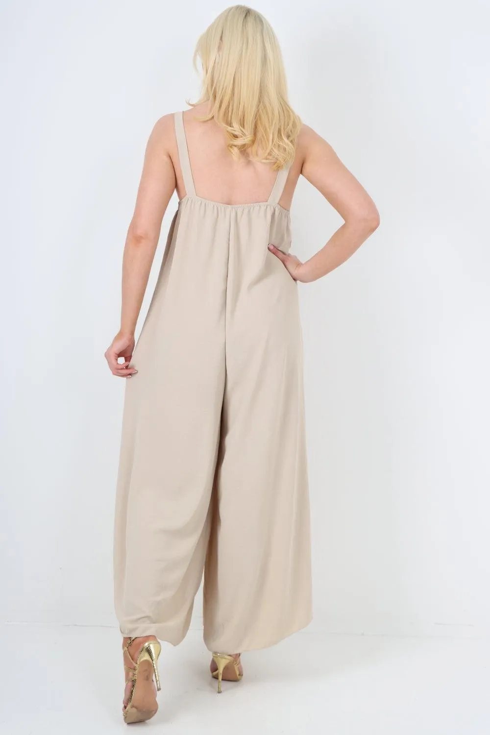 Oversized Sleeveless Jersey Plain Jumpsuit