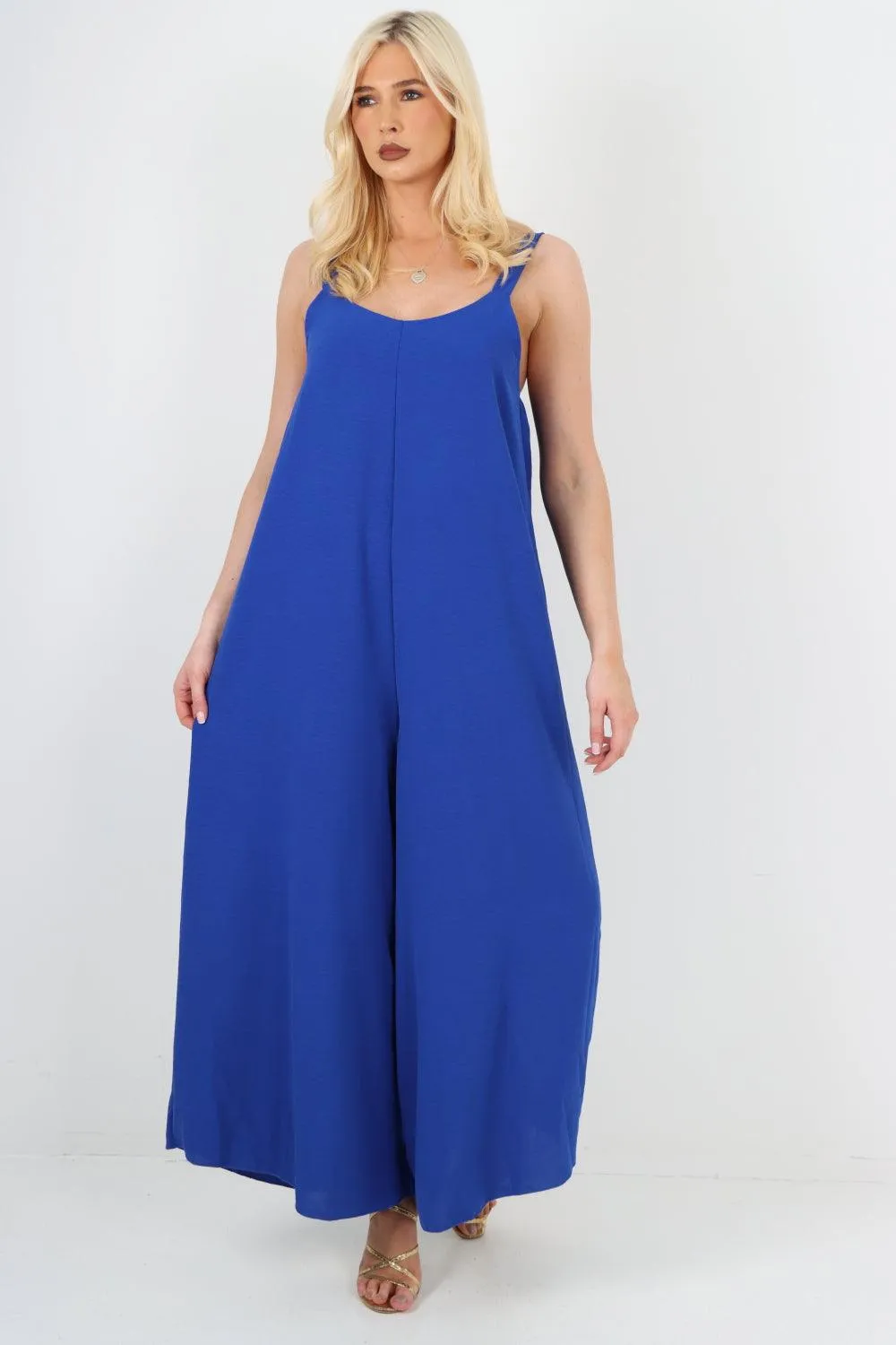 Oversized Sleeveless Jersey Plain Jumpsuit