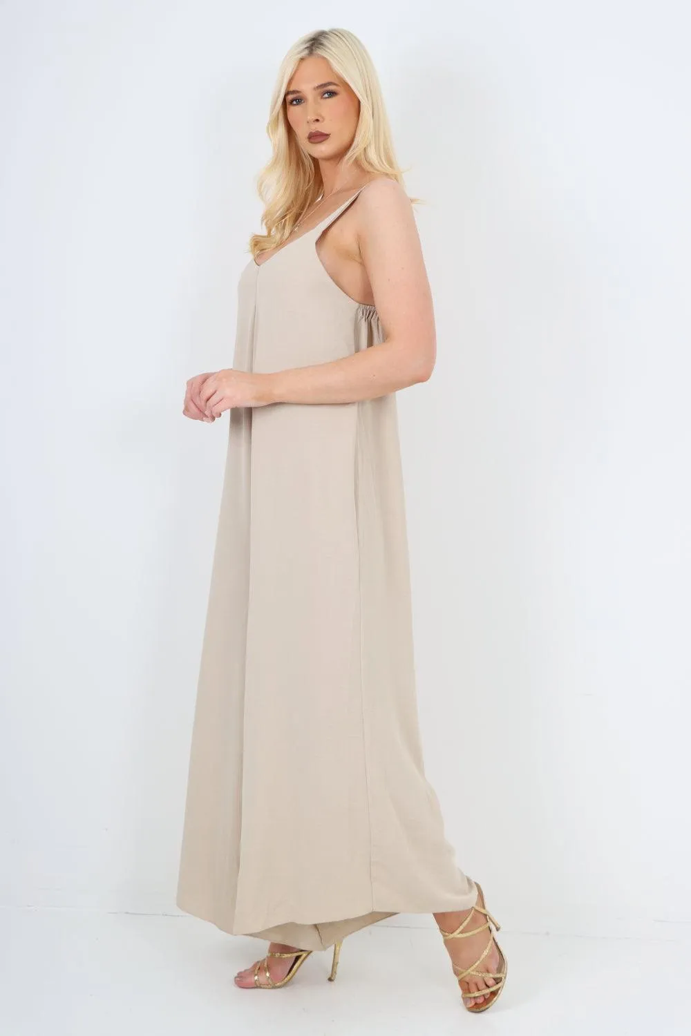 Oversized Sleeveless Jersey Plain Jumpsuit