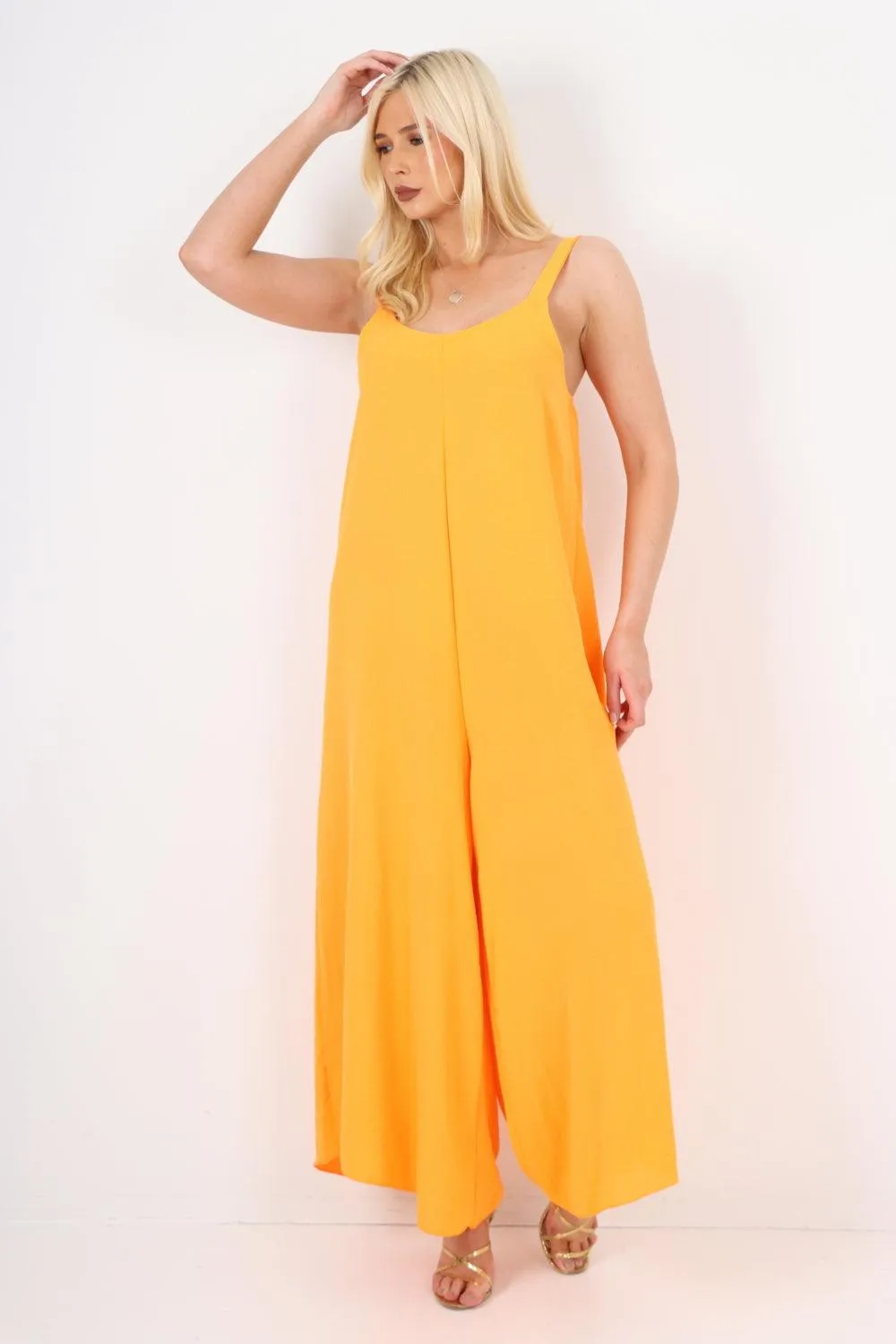 Oversized Sleeveless Jersey Plain Jumpsuit