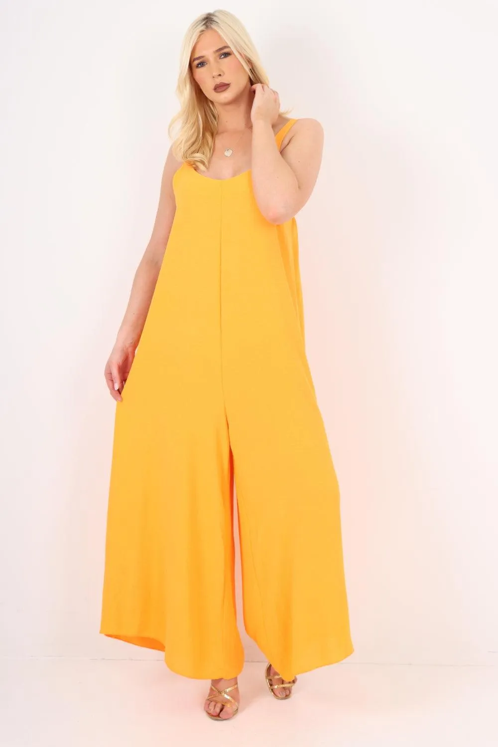 Oversized Sleeveless Jersey Plain Jumpsuit