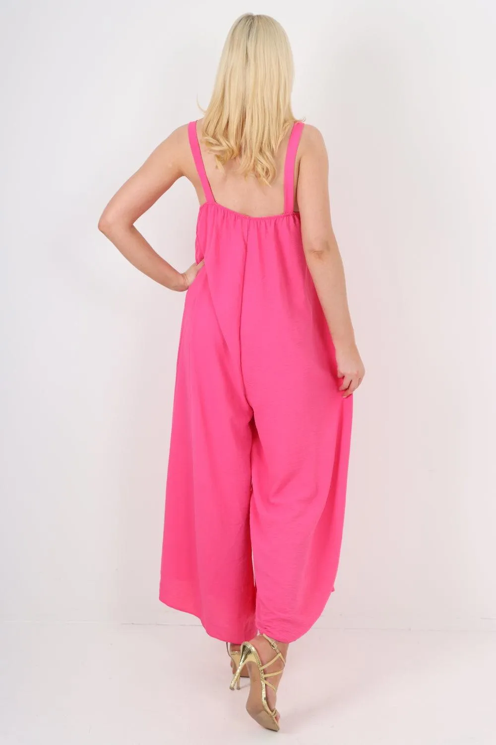 Oversized Sleeveless Jersey Plain Jumpsuit