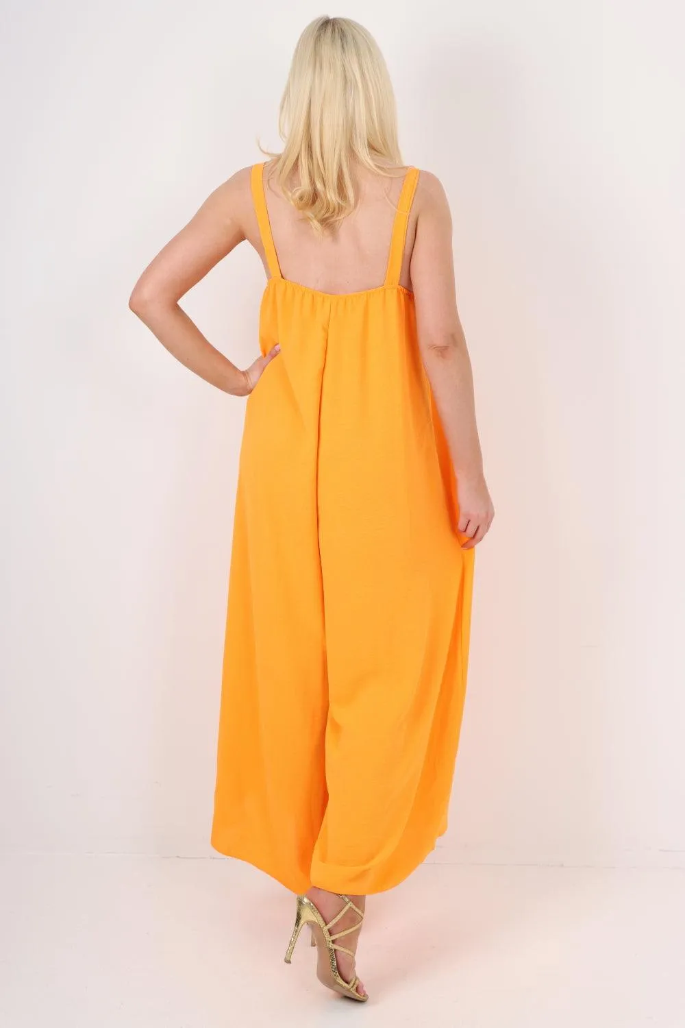 Oversized Sleeveless Jersey Plain Jumpsuit