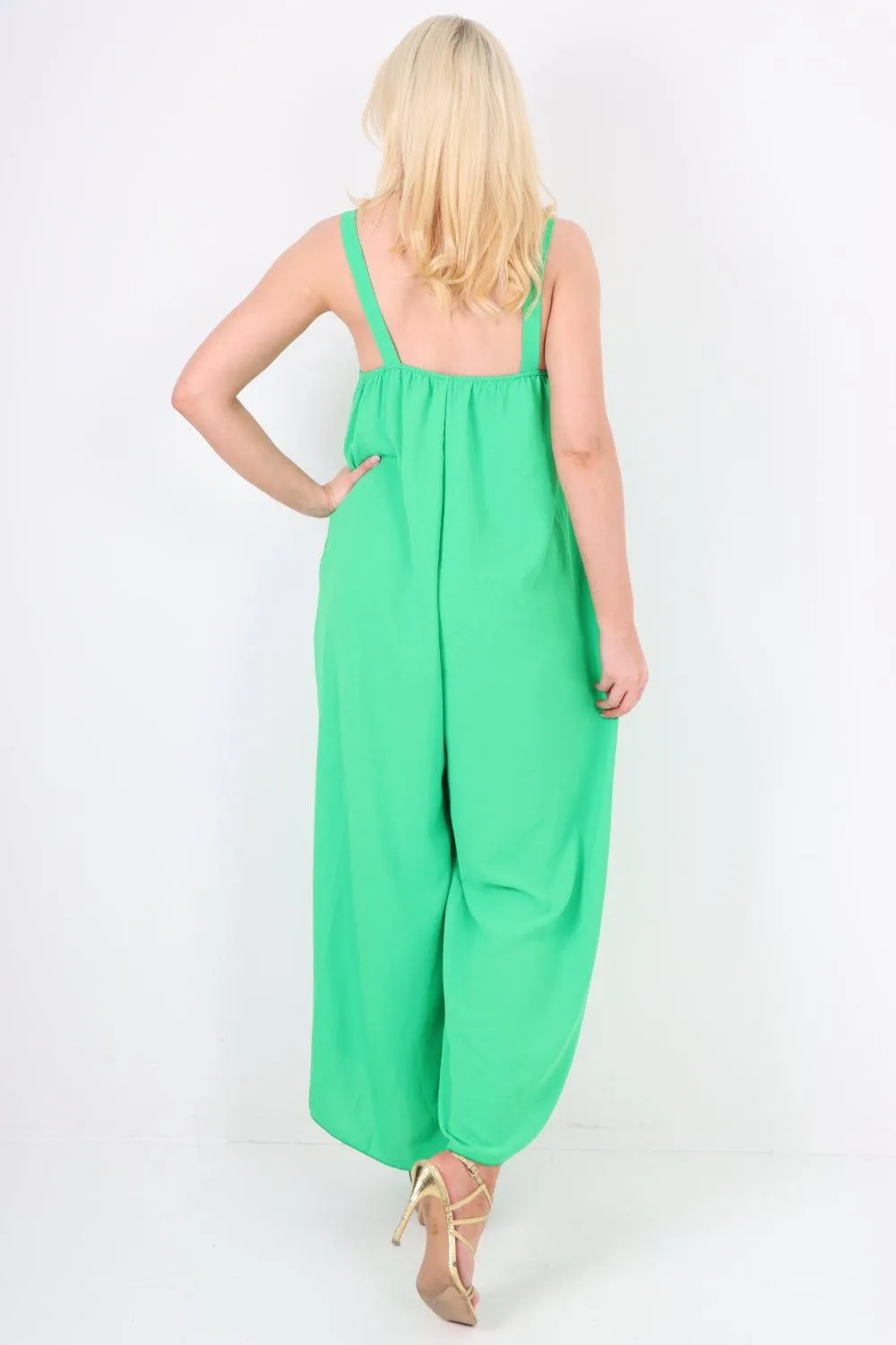 Oversized Sleeveless Jersey Plain Jumpsuit