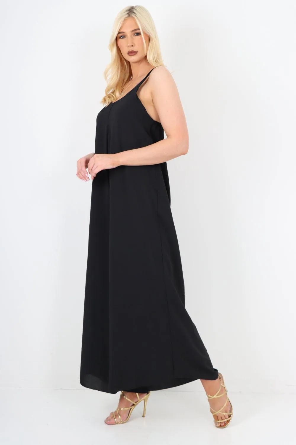 Oversized Sleeveless Jersey Plain Jumpsuit