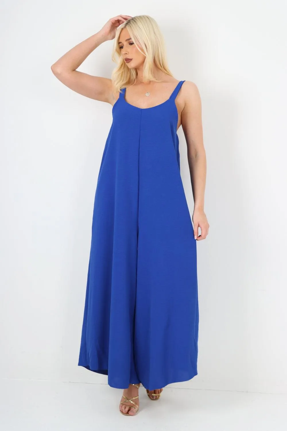 Oversized Sleeveless Jersey Plain Jumpsuit