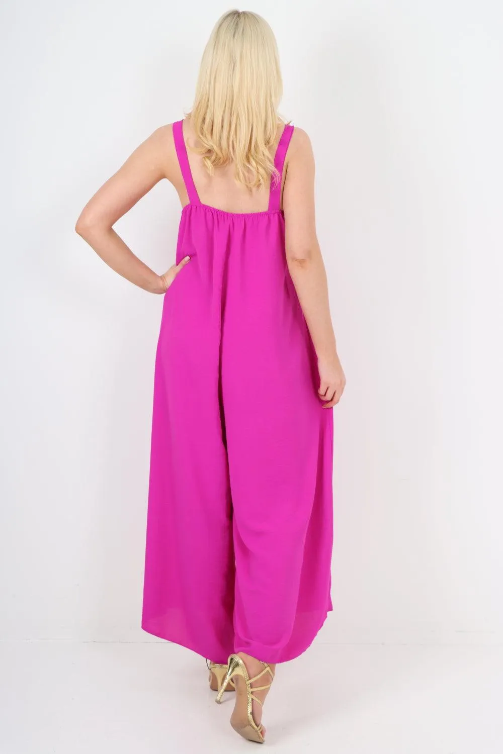 Oversized Sleeveless Jersey Plain Jumpsuit