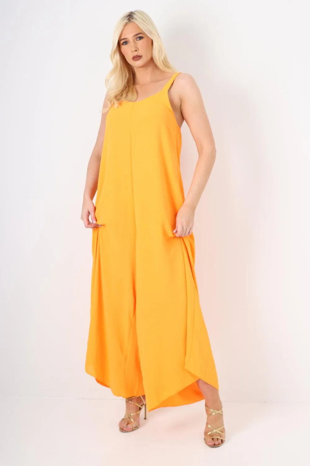 Oversized Sleeveless Jersey Plain Jumpsuit