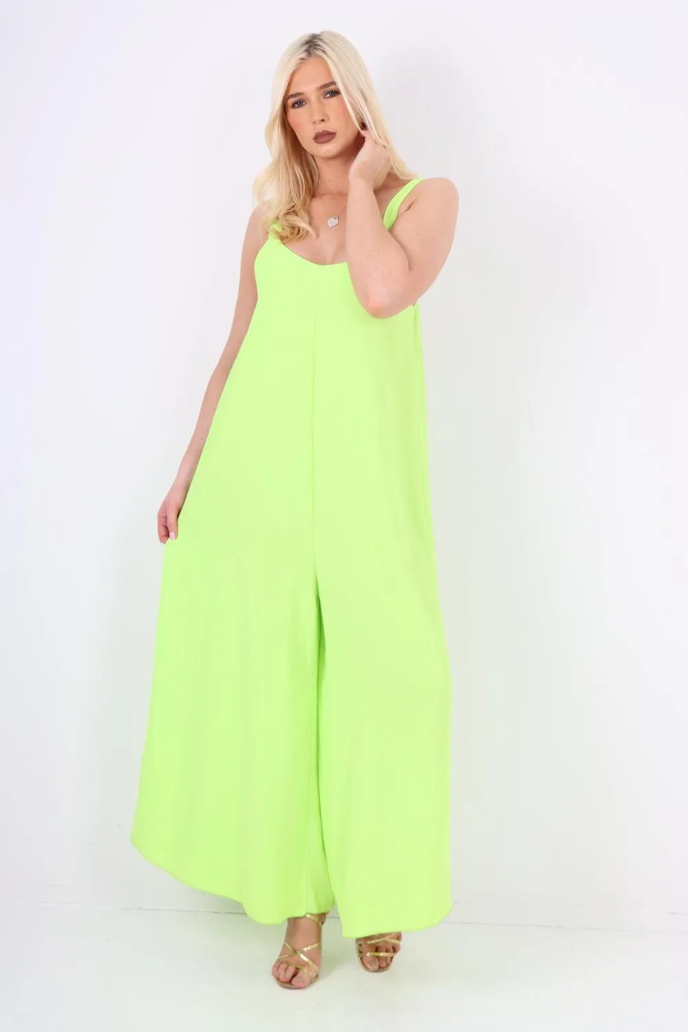 Oversized Sleeveless Jersey Plain Jumpsuit