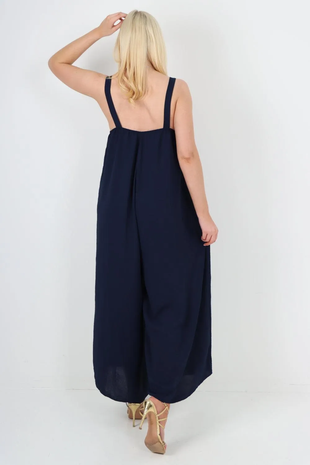 Oversized Sleeveless Jersey Plain Jumpsuit