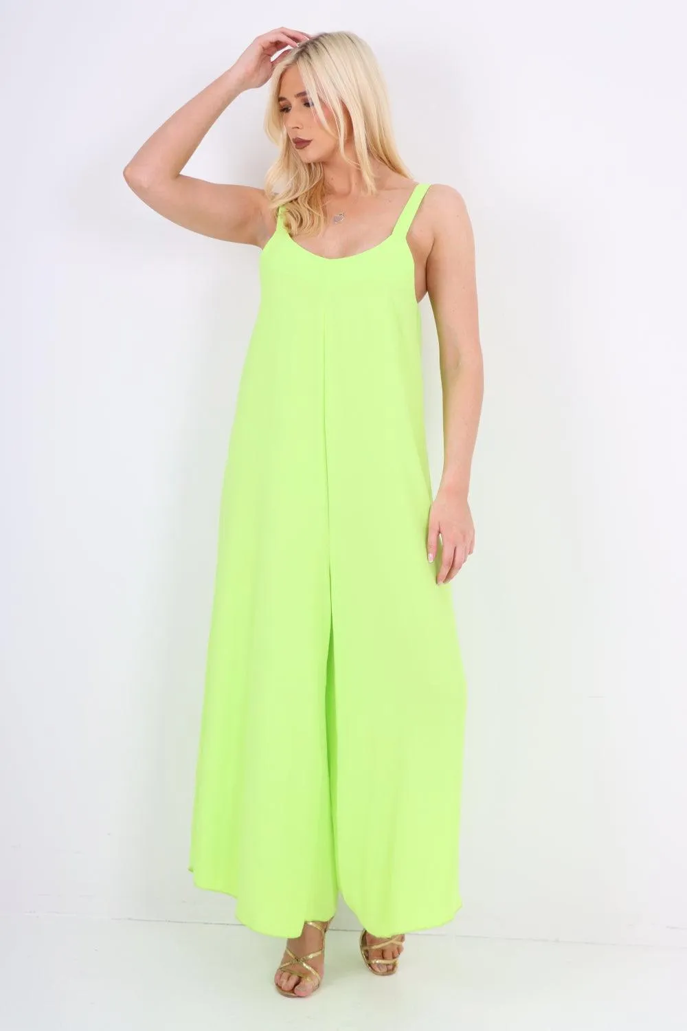 Oversized Sleeveless Jersey Plain Jumpsuit