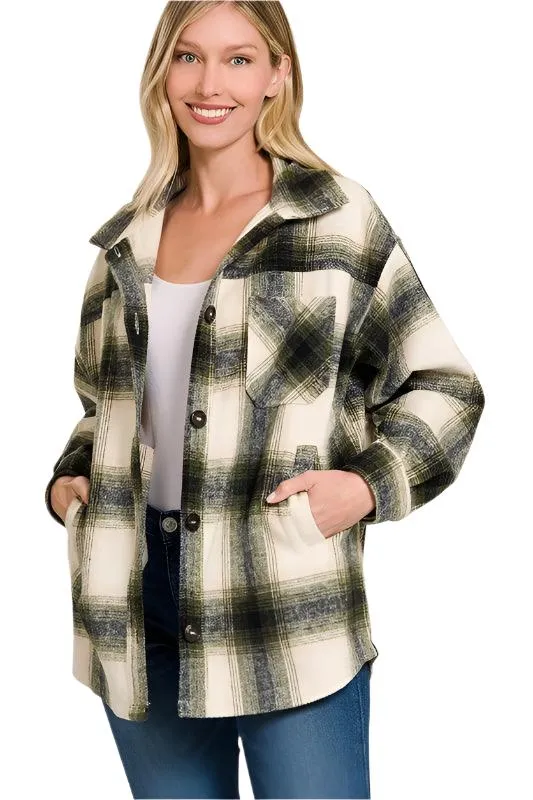 Oversized Yarn Dyed Plaid Longline Shacket