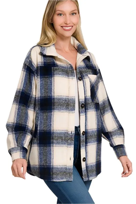 Oversized Yarn Dyed Plaid Longline Shacket