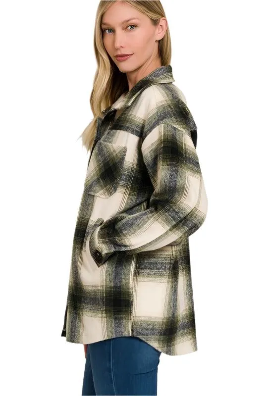 Oversized Yarn Dyed Plaid Longline Shacket