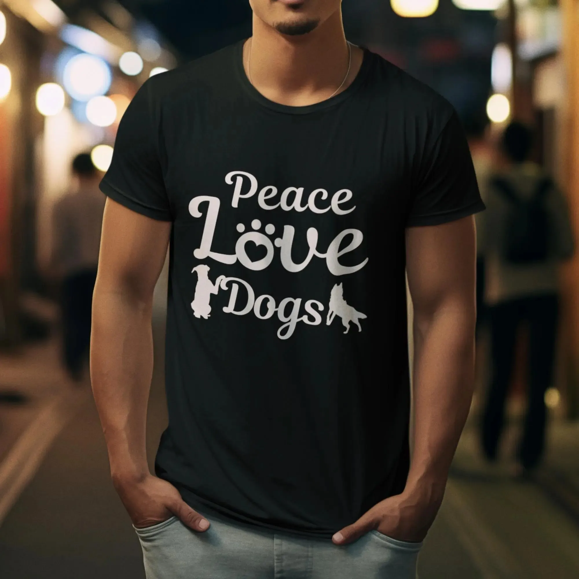 Peace Love Dogs Round Neck Half Sleeve Classic T-Shirt