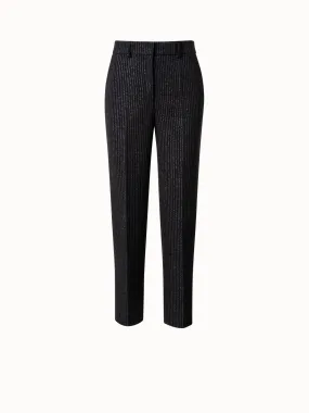 Pebble Crêpe Tapered Pants with Metallic Pin Stripes