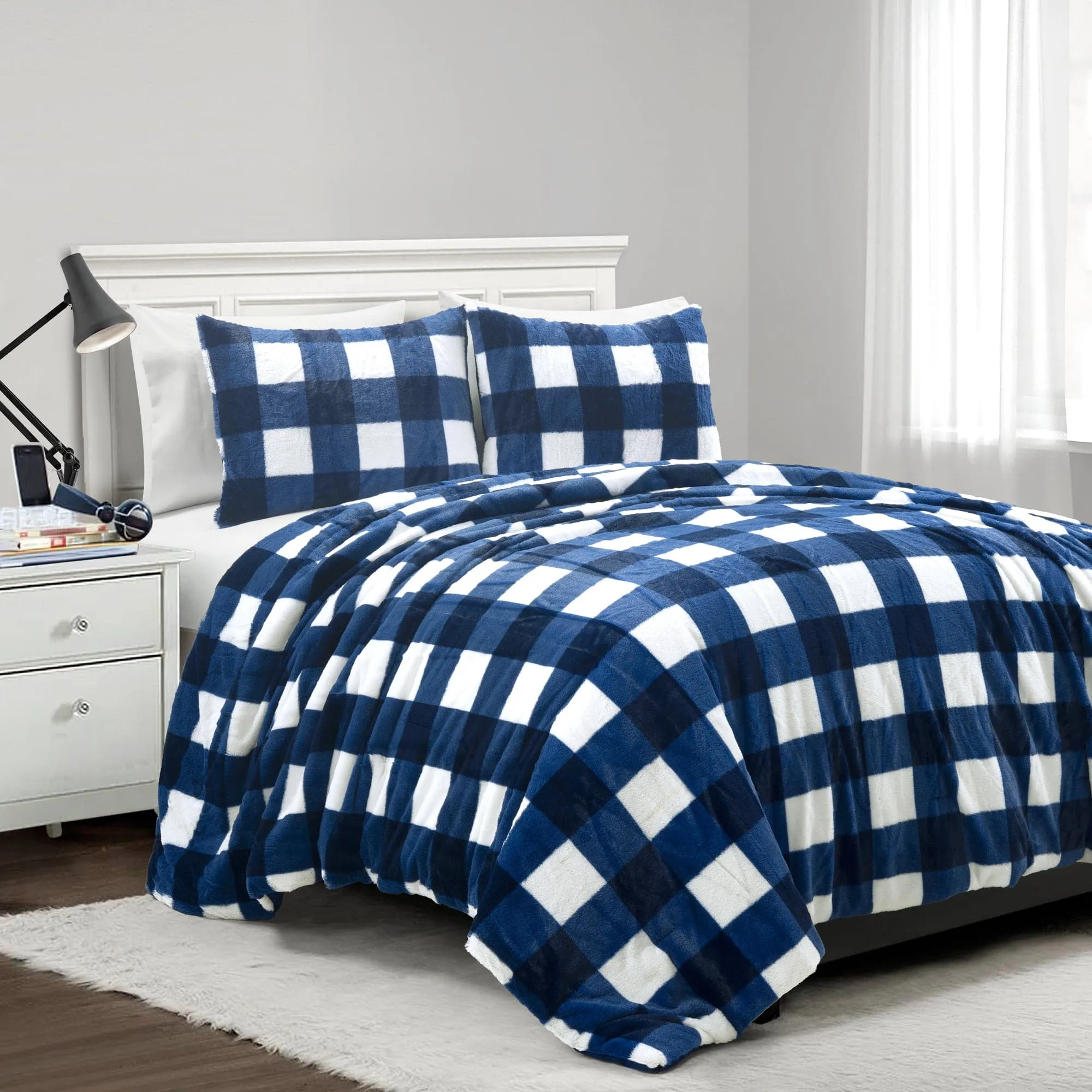 Plaid Ultra Soft Faux Fur All Season Comforter Set