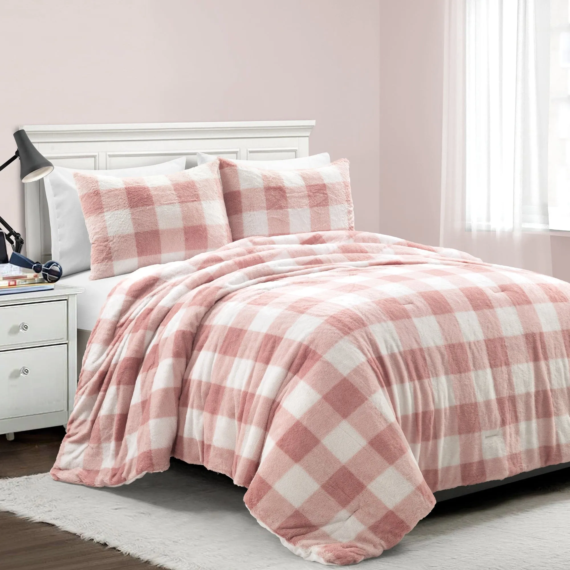 Plaid Ultra Soft Faux Fur All Season Comforter Set