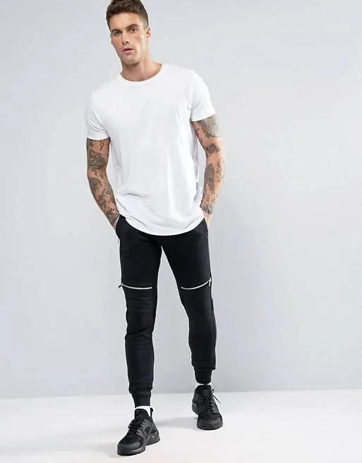 Pull&Bear Skinny Joggers With Zip Detail In Black