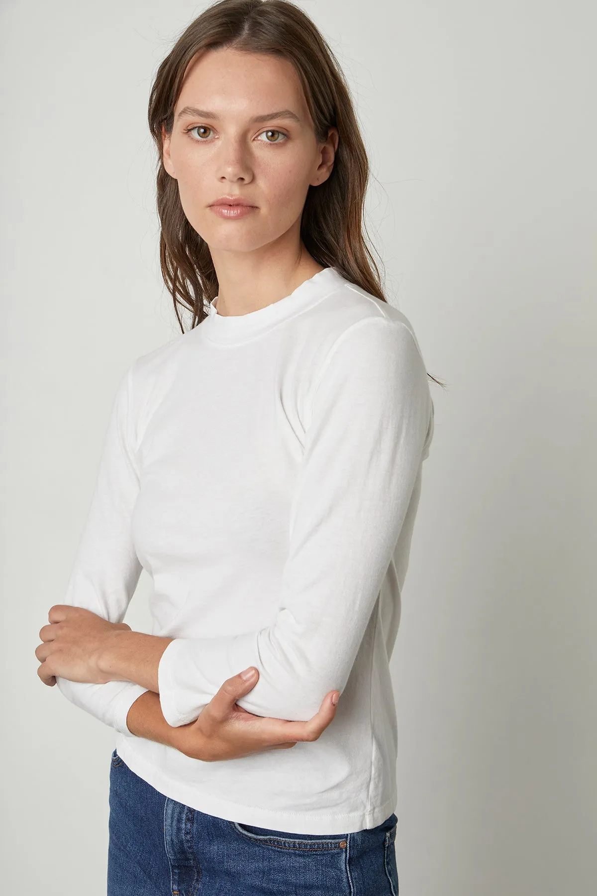 QUINNY 3/4 SLEEVE MOCK NECK TEE