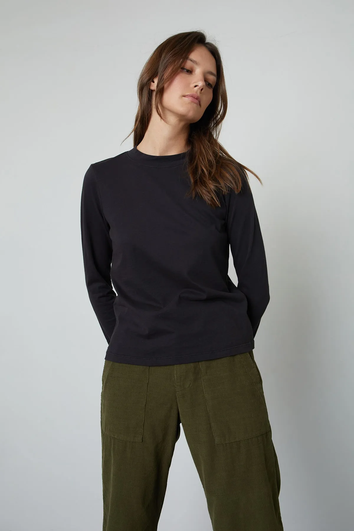 QUINNY 3/4 SLEEVE MOCK NECK TEE