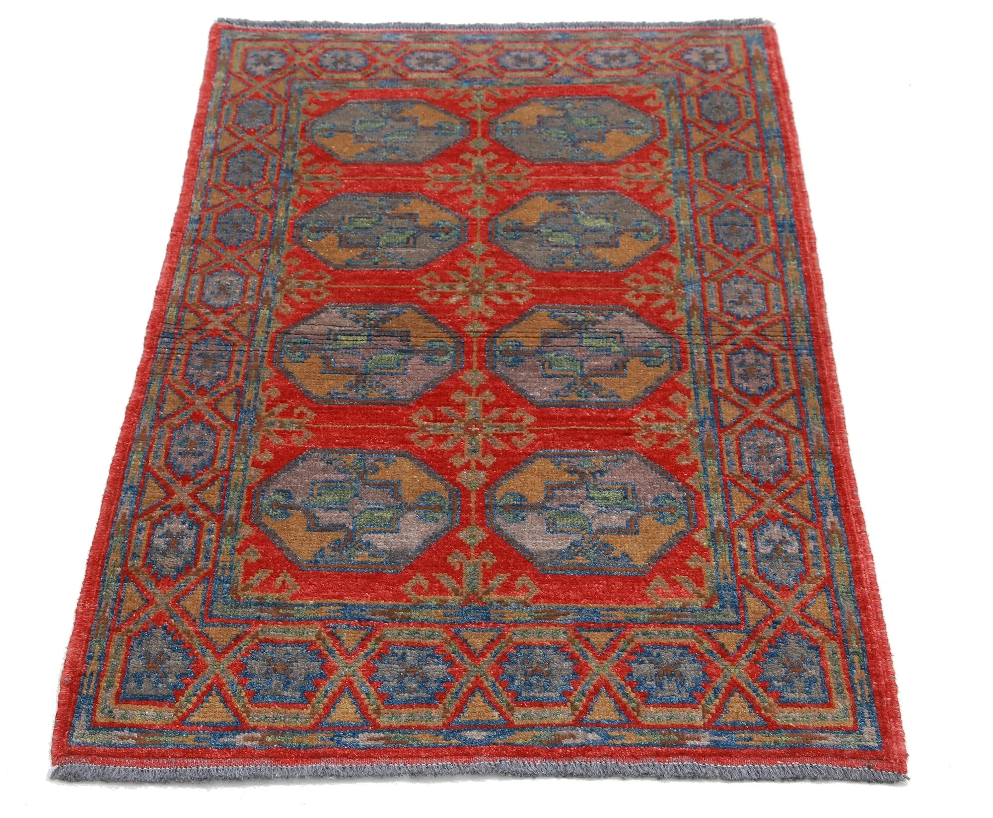 Red Akcha Revival Hand Knotted Rug