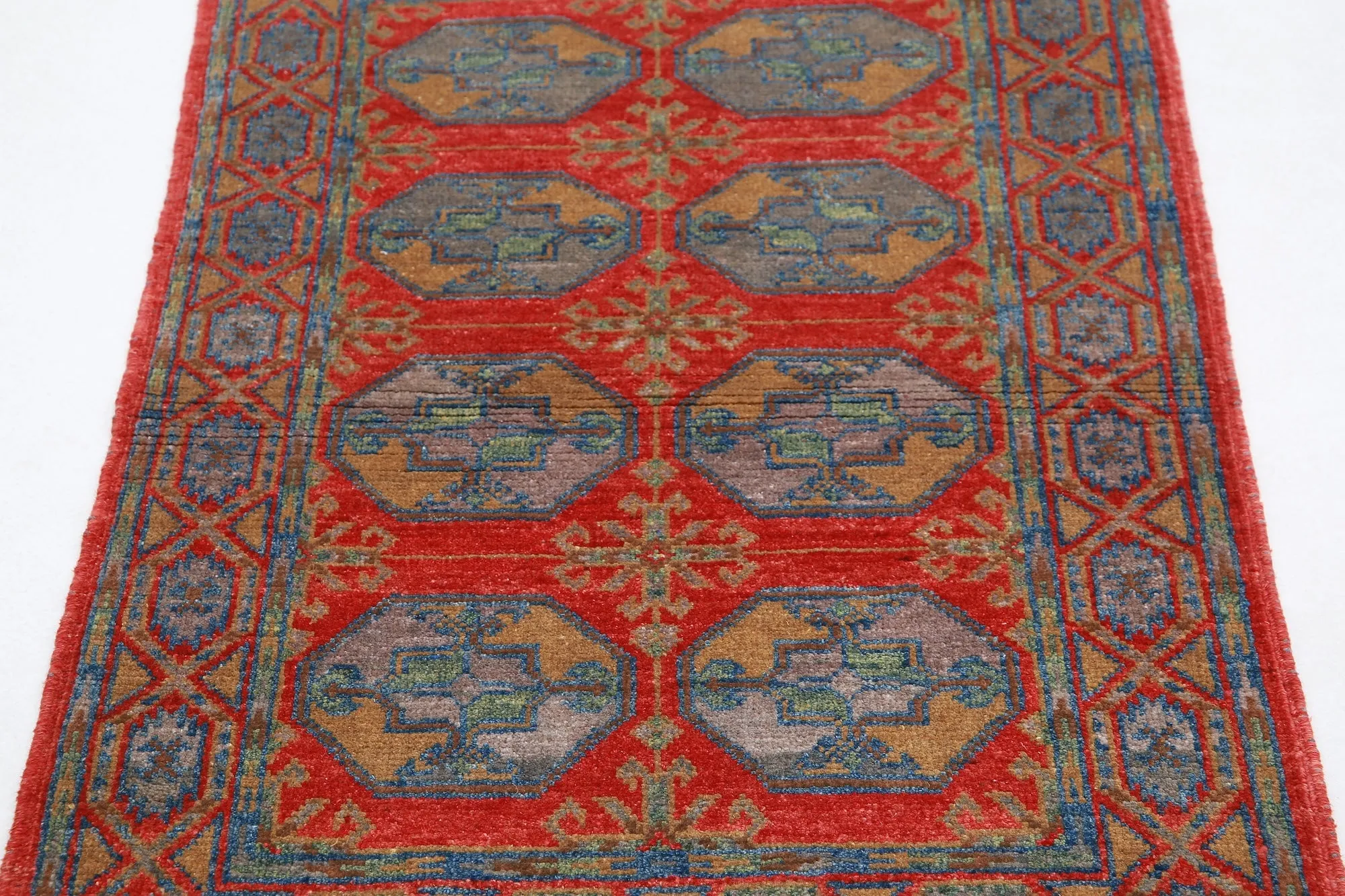 Red Akcha Revival Hand Knotted Rug