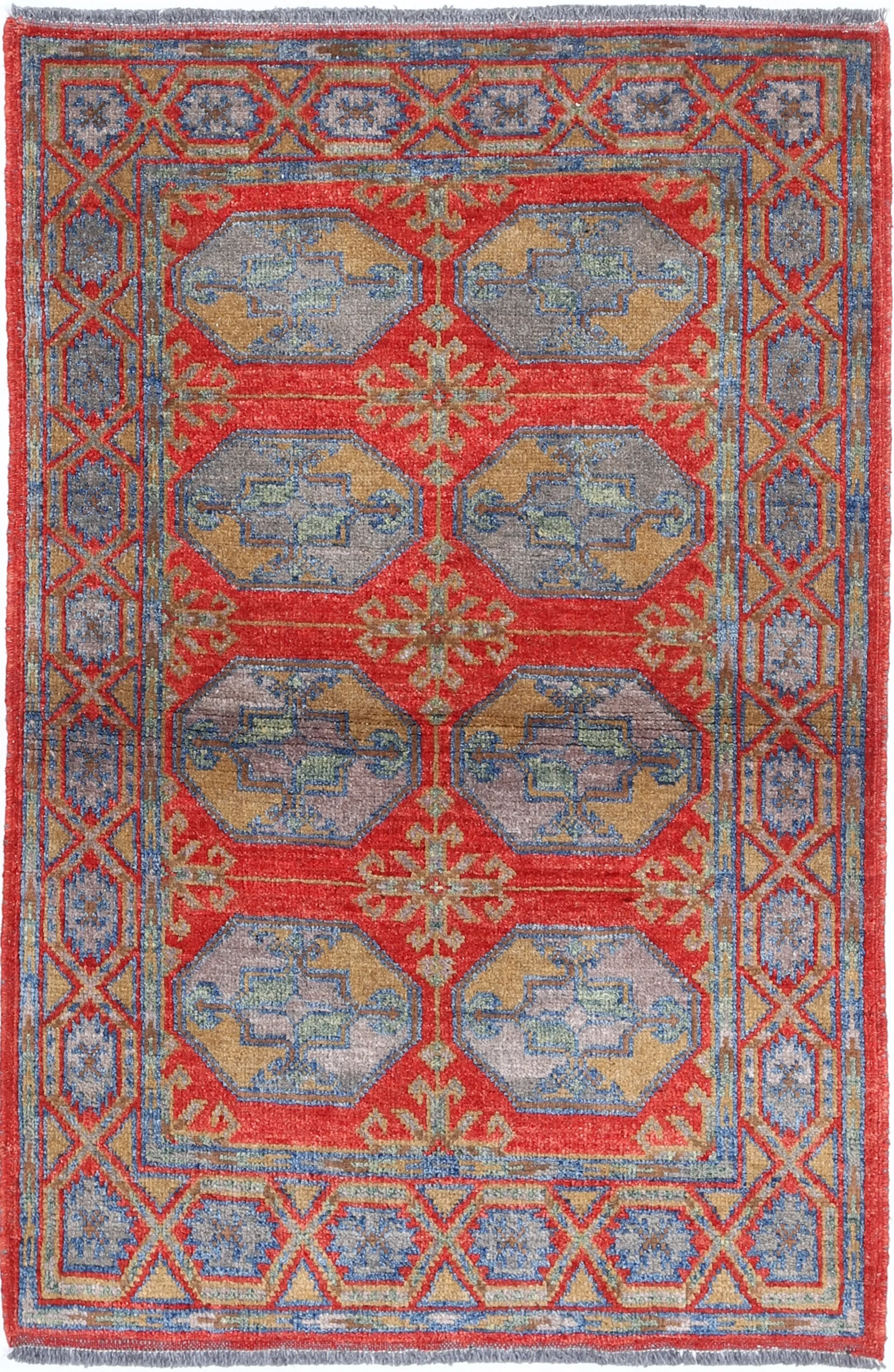 Red Akcha Revival Hand Knotted Rug