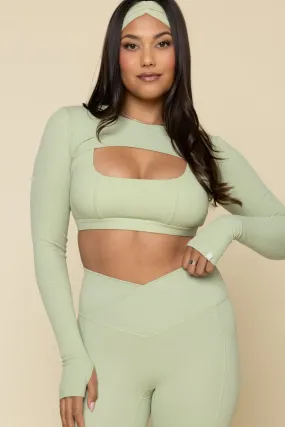 Relevé Ribbed Shrug - Pistachio