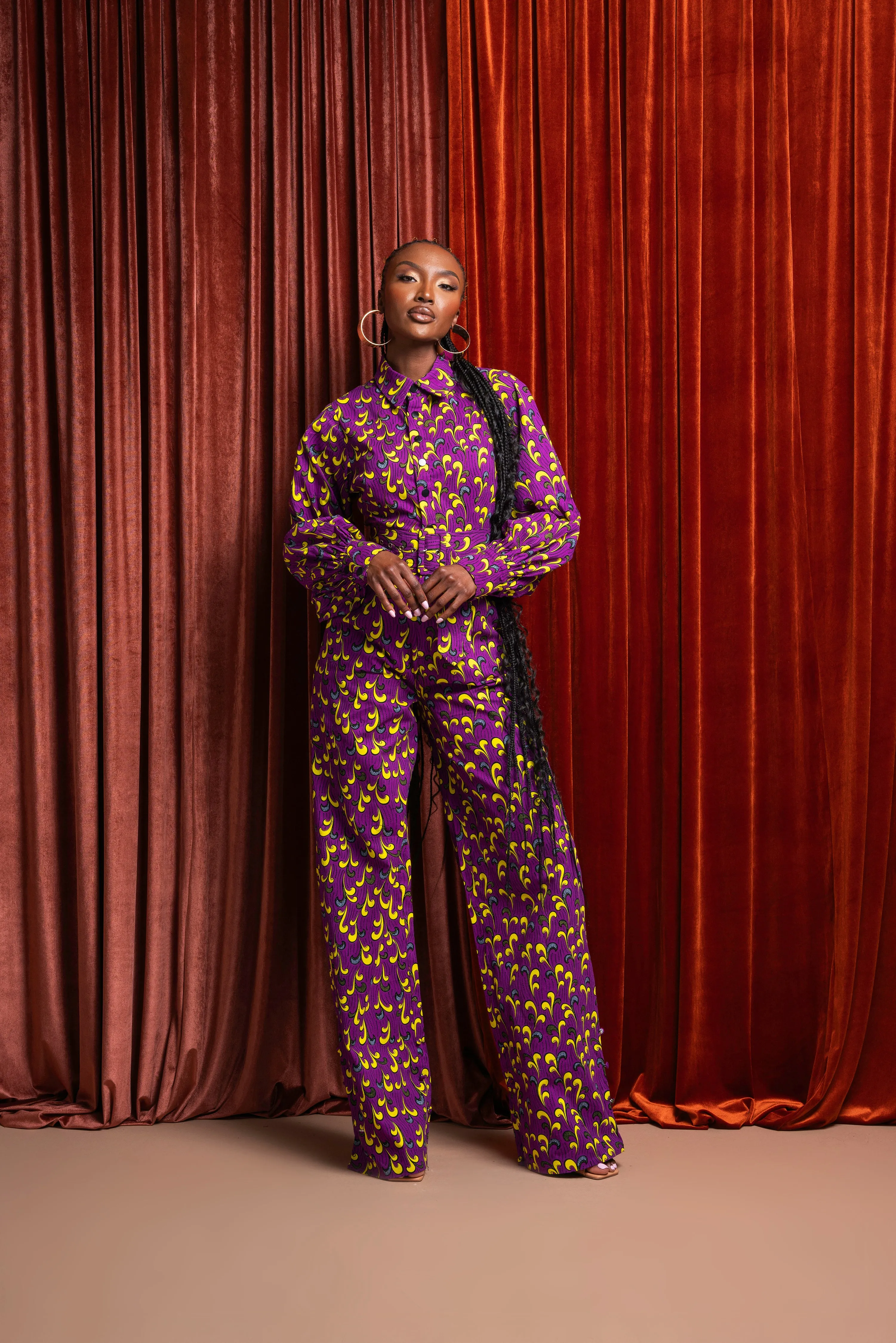 REMA African print long sleeve jumpsuit