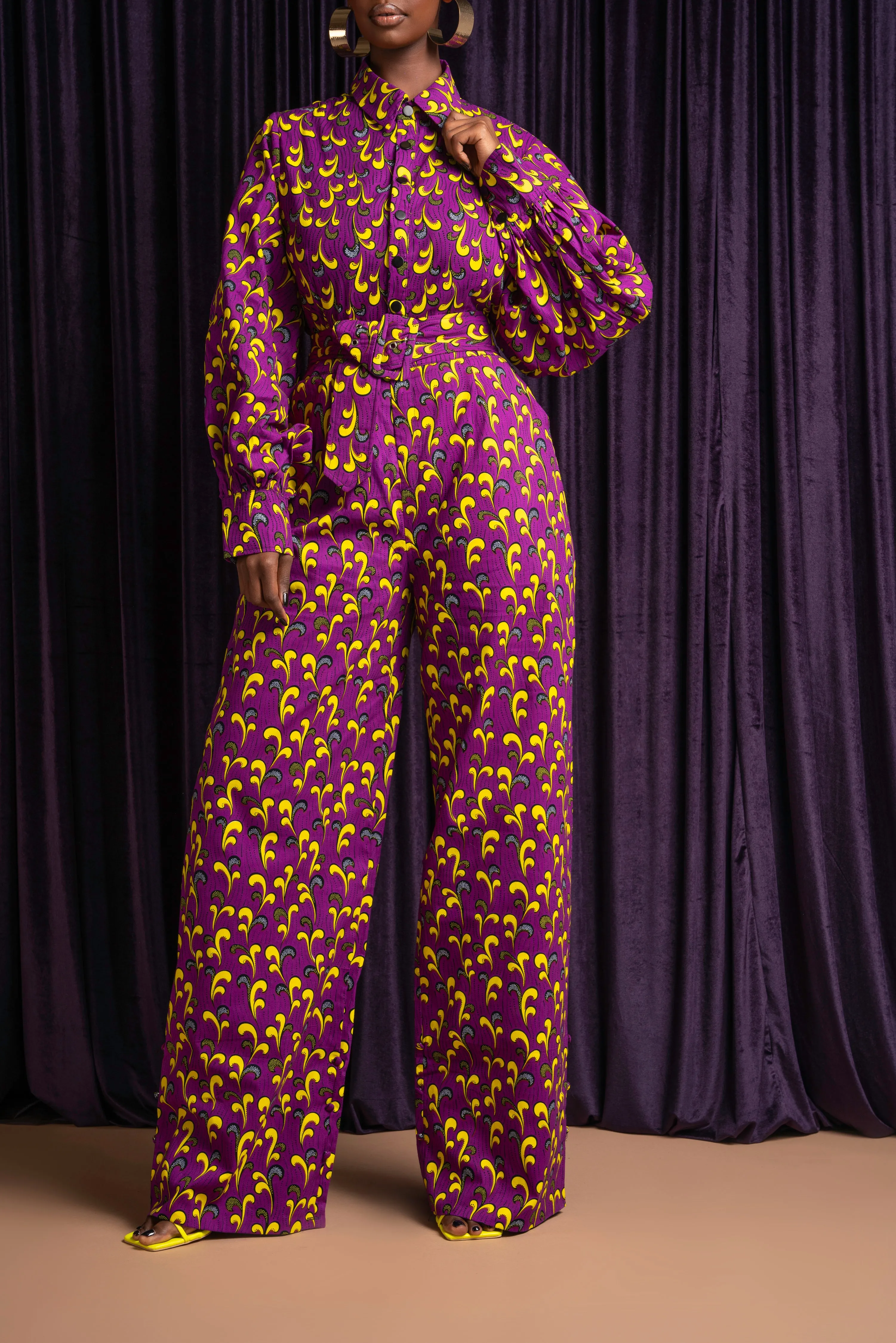 REMA African print long sleeve jumpsuit