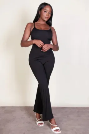 Ribbed wide leg jumpsuit