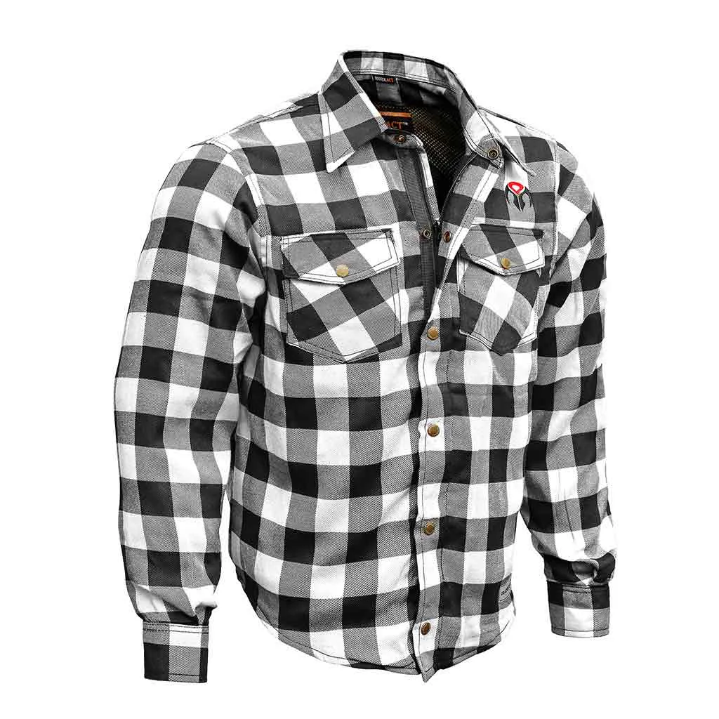 RIDERACT® Reinforced Men's Motorcycle Shirt Road Series Black & White