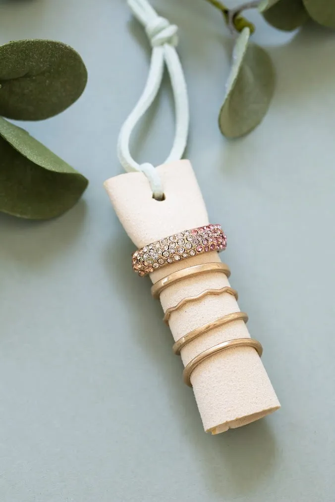 Rosie Blush Layering Ring Set | Pink Hombre Crystal Statement Ring | Thin Gold Ring Bands