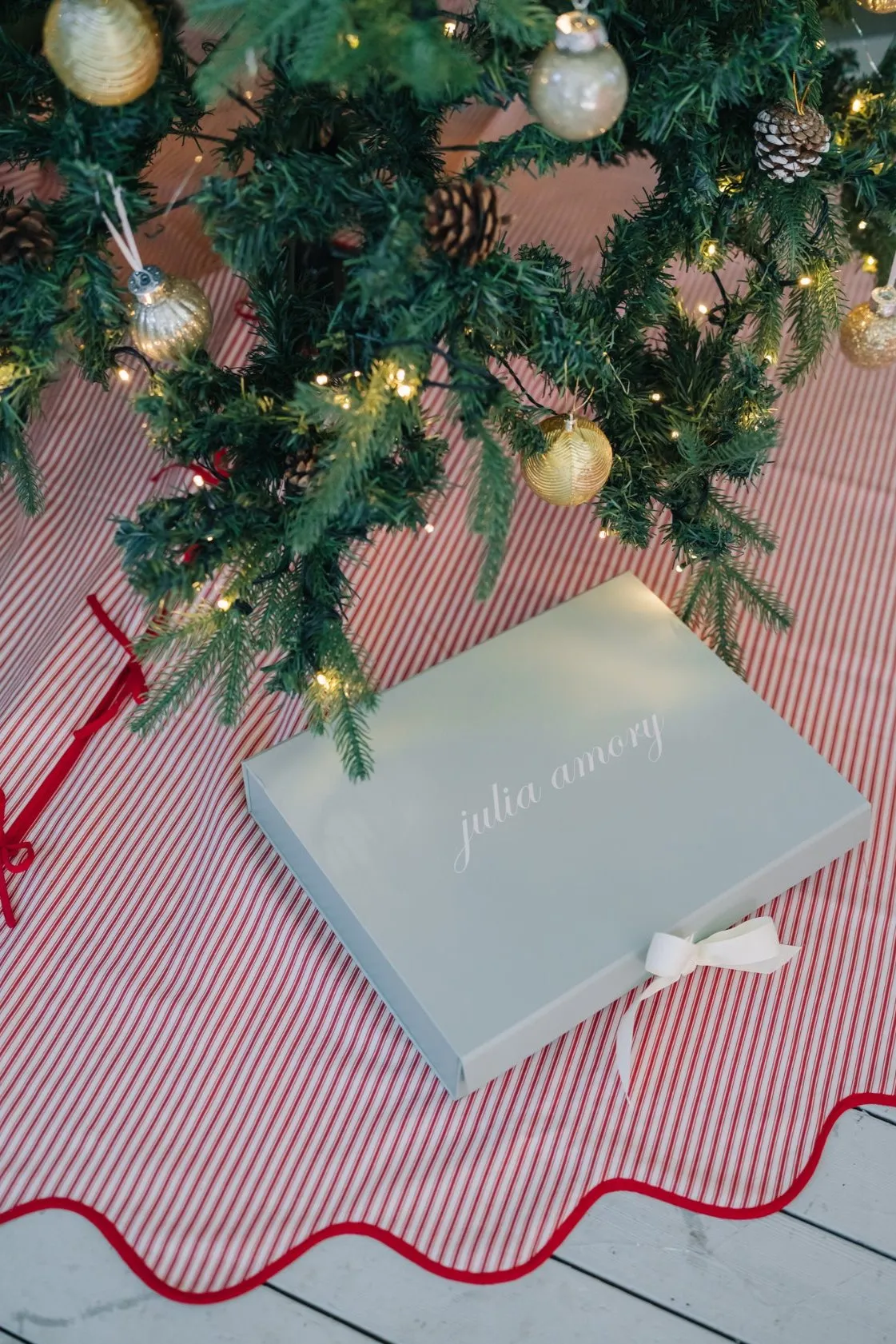 Rouge Ticking Stripe Tree Skirt