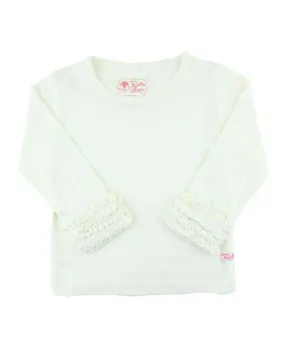 RuffleButts ~ Ivory Ruffled Long Sleeve Layering Tee