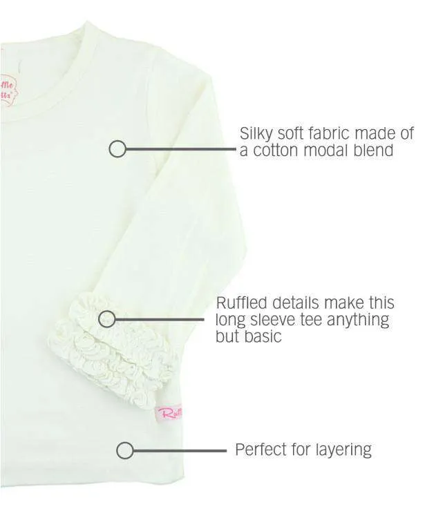 RuffleButts ~ Ivory Ruffled Long Sleeve Layering Tee