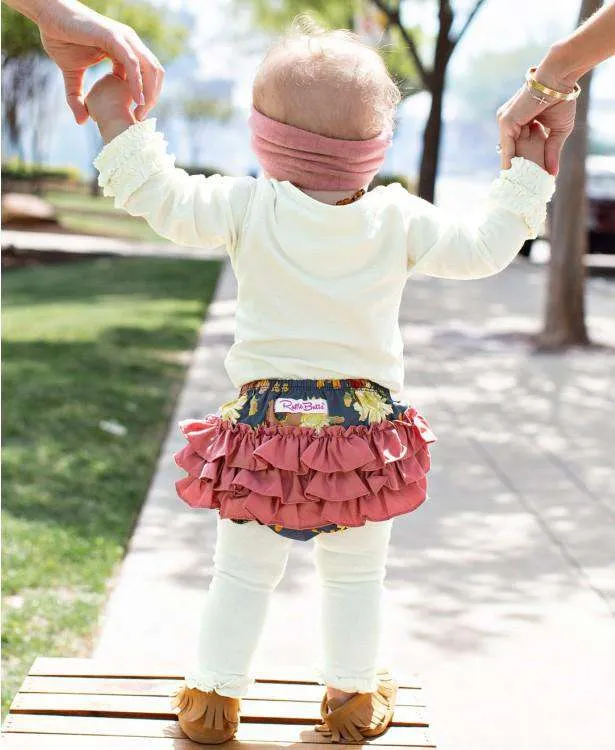 RuffleButts | Ruffled Long Sleeve Layering Bodysuit ~ Ivory