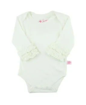 RuffleButts | Ruffled Long Sleeve Layering Bodysuit ~ Ivory