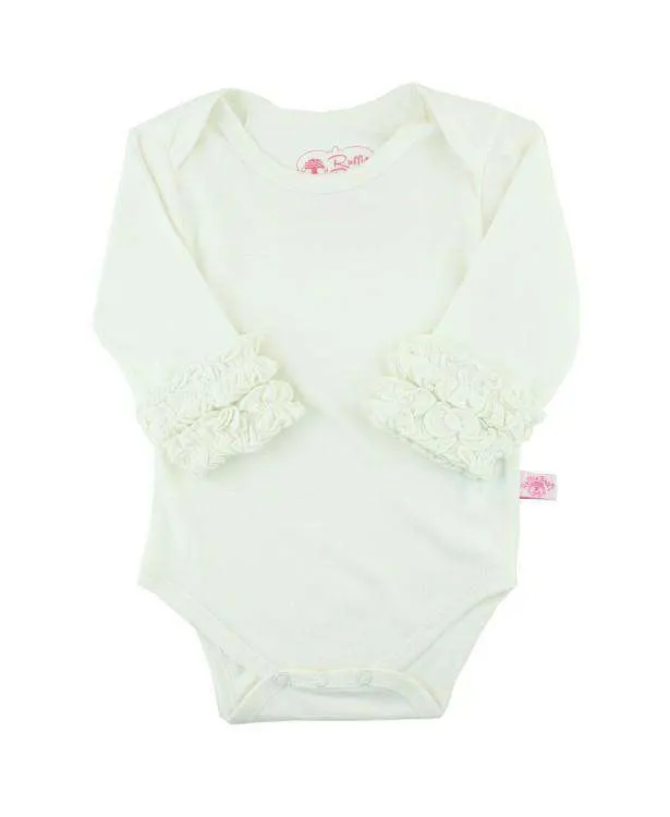 RuffleButts | Ruffled Long Sleeve Layering Bodysuit ~ Ivory