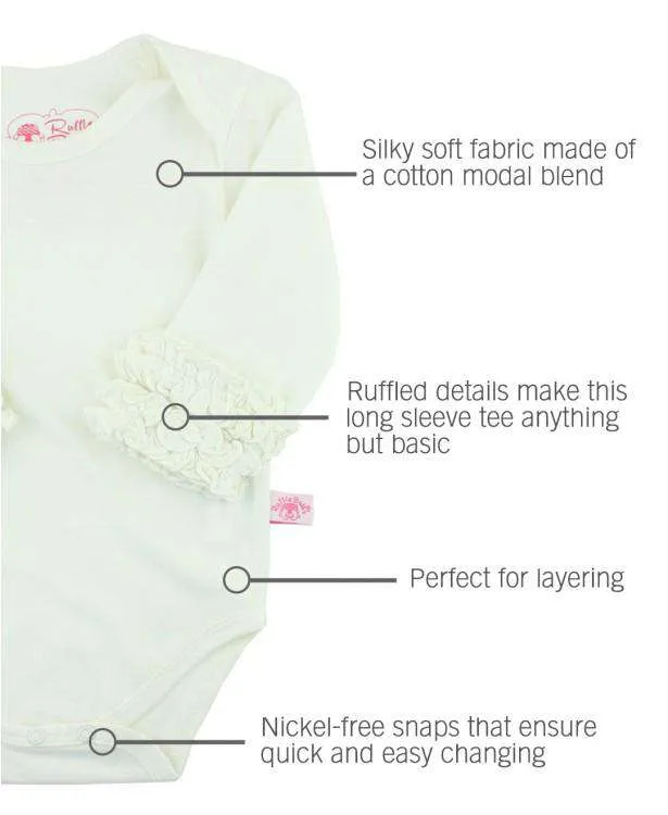 RuffleButts | Ruffled Long Sleeve Layering Bodysuit ~ Ivory