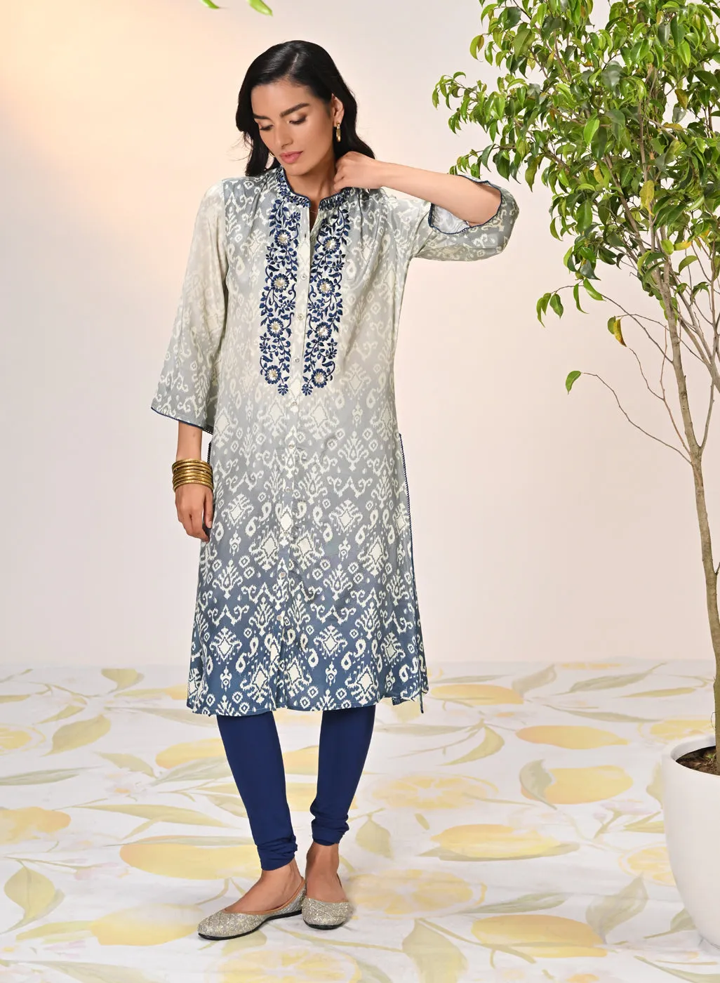 Ruhi Blue Printed Tunic For Women