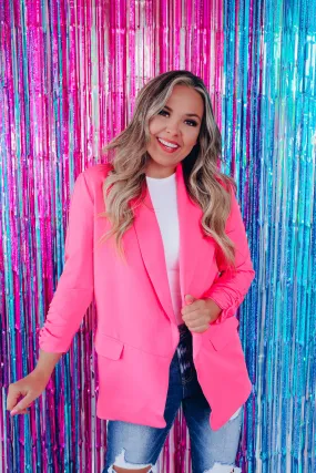 Rule The Streets Pocketed Blazer - Neon Pink