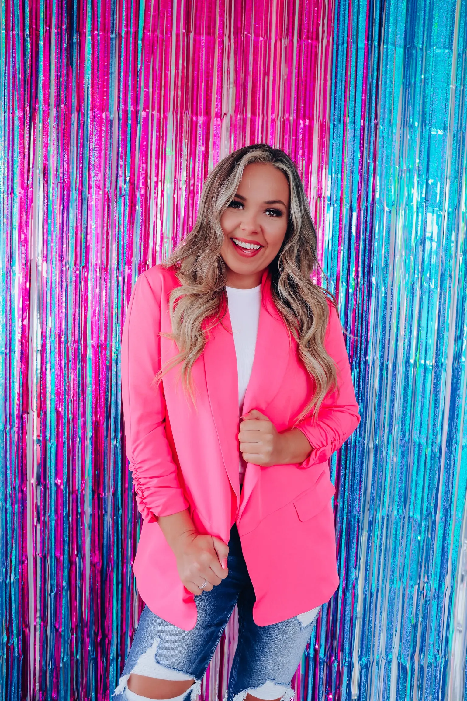 Rule The Streets Pocketed Blazer - Neon Pink