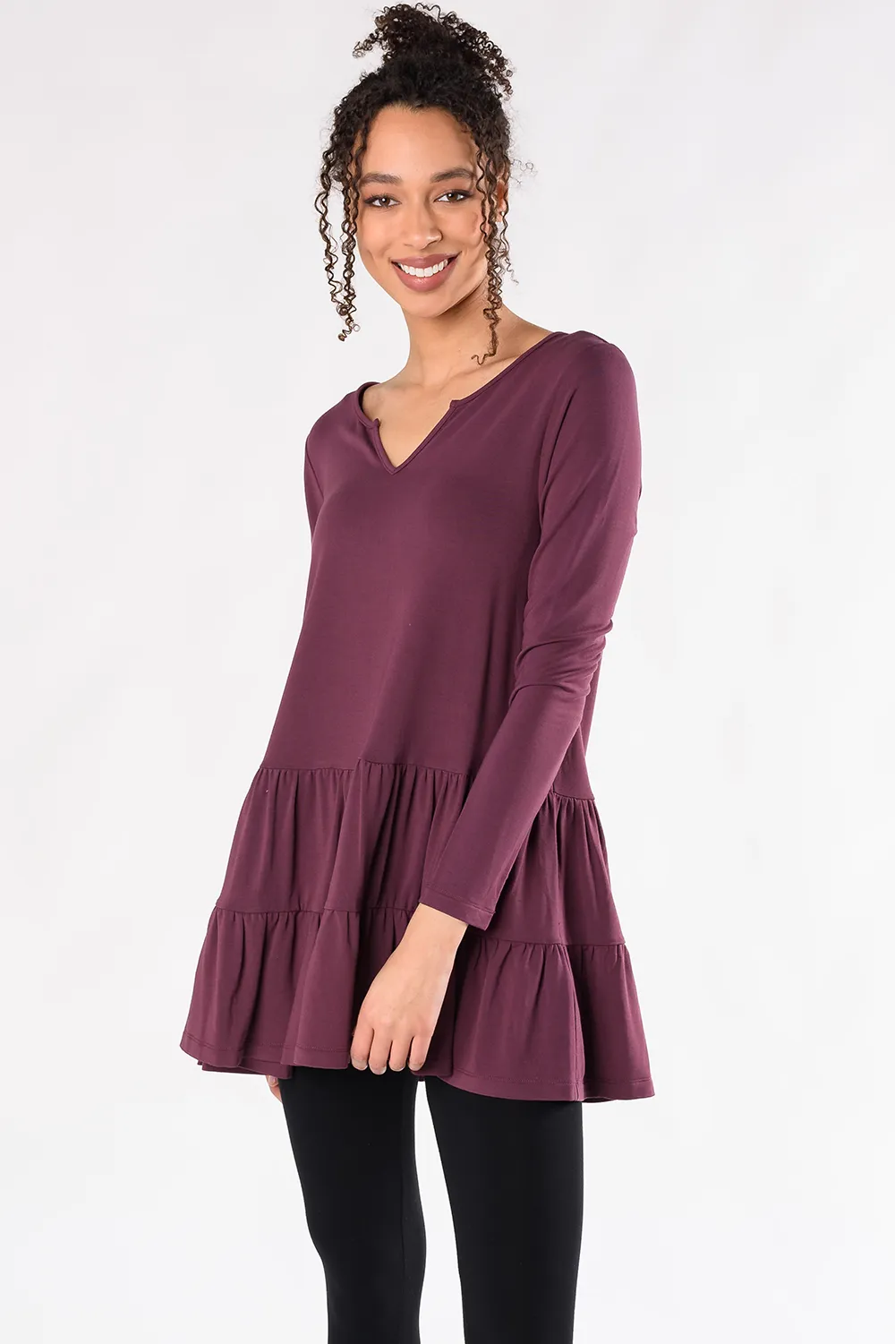 Sadie Tiered Bamboo Tunic - Plum