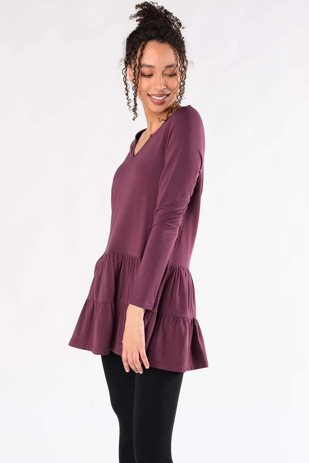 Sadie Tiered Bamboo Tunic - Plum