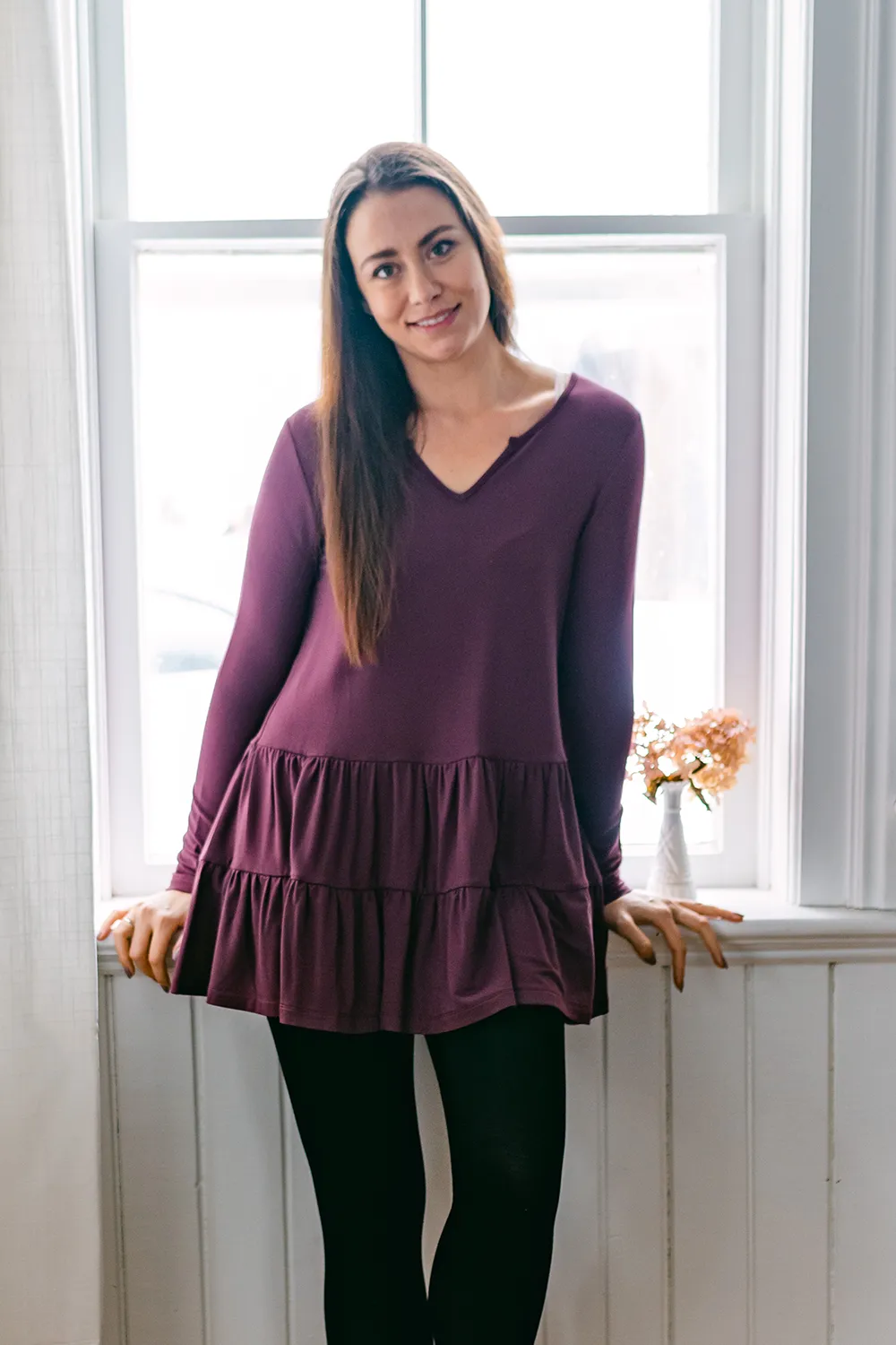 Sadie Tiered Bamboo Tunic - Plum