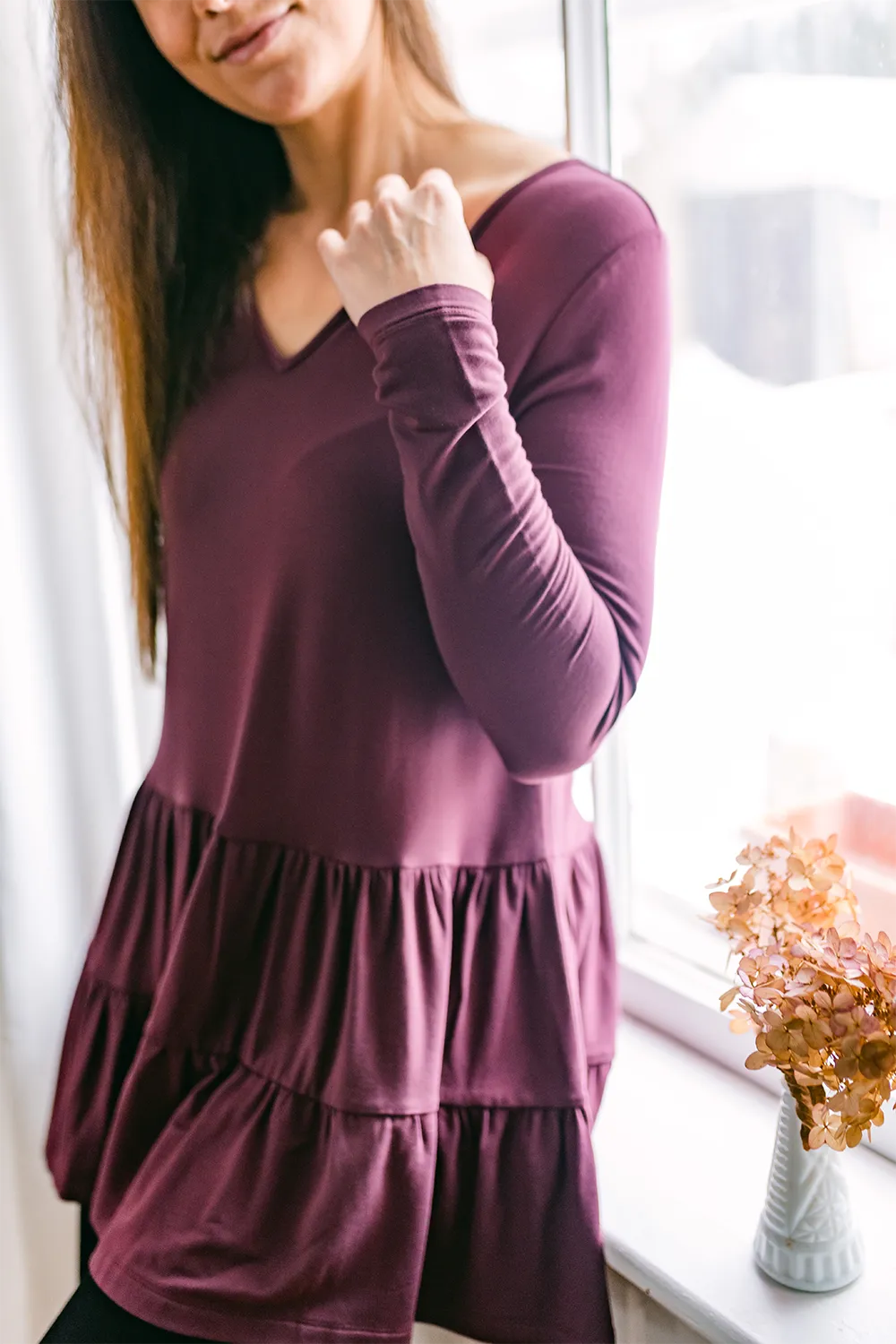 Sadie Tiered Bamboo Tunic - Plum